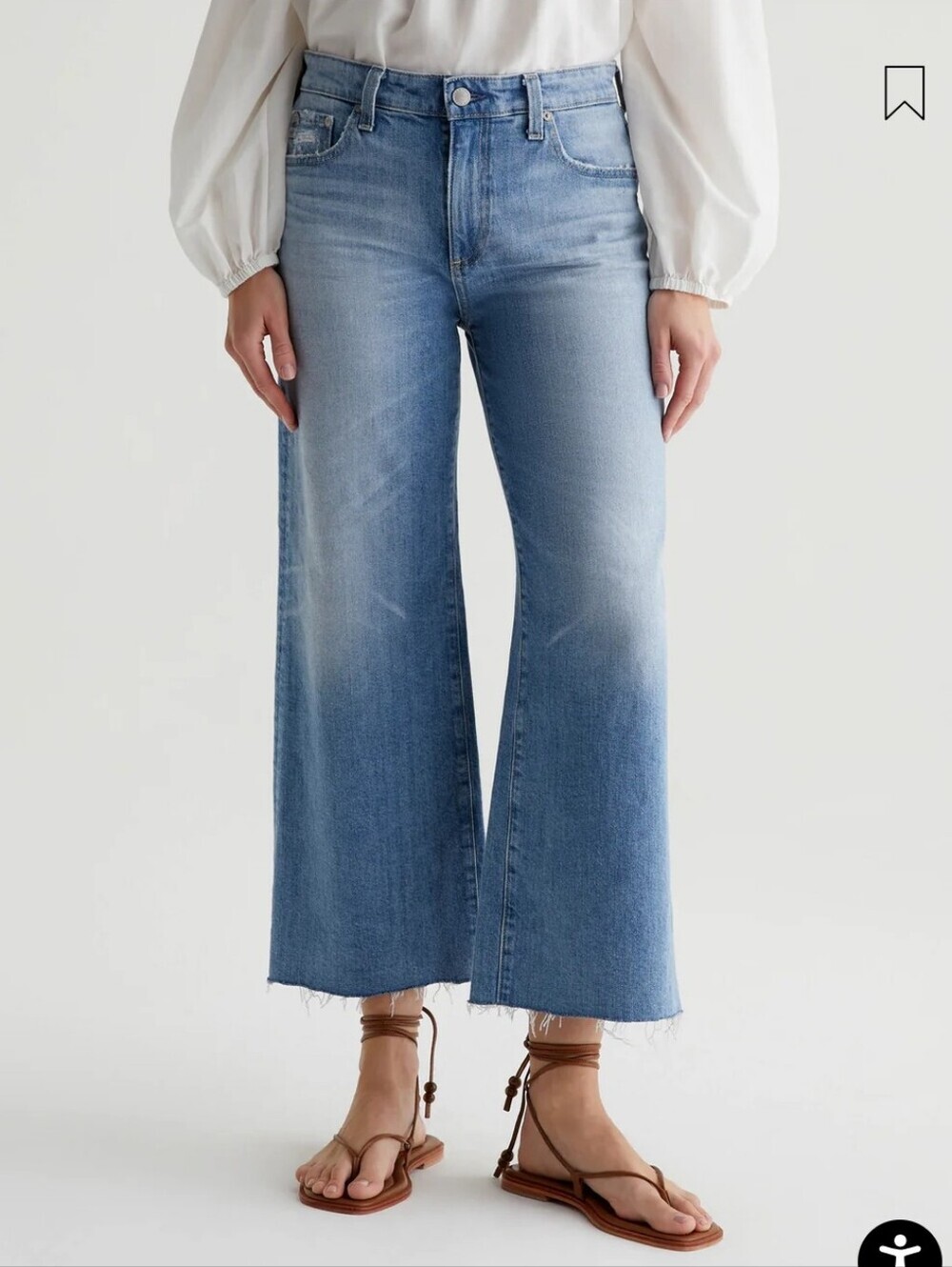 AG Adriano Goldschmied Saige Wide Leg Crop 22 Years Palma Size 30